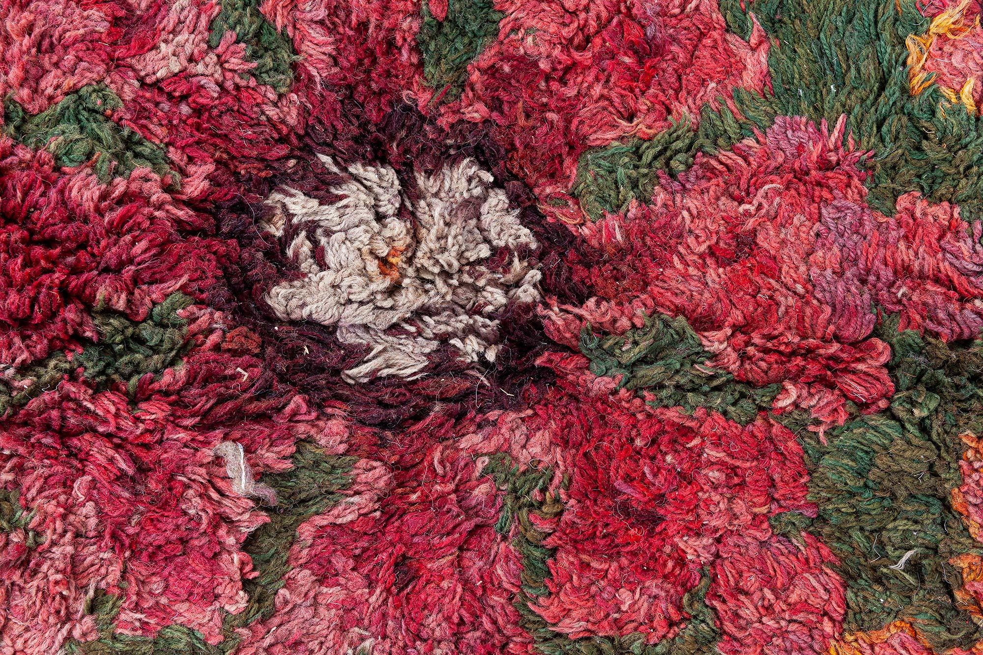 Authentic 19th century French green, red fragment rug
Size: 7'10