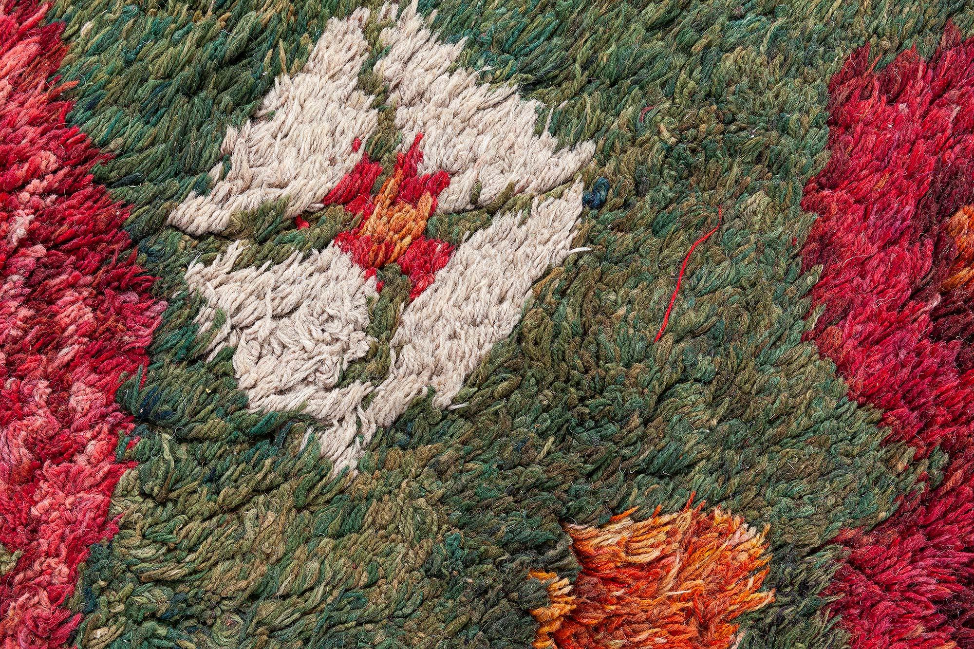 Doris Leslie Blau 19th Century French Green Red fragment Rug For Sale 1