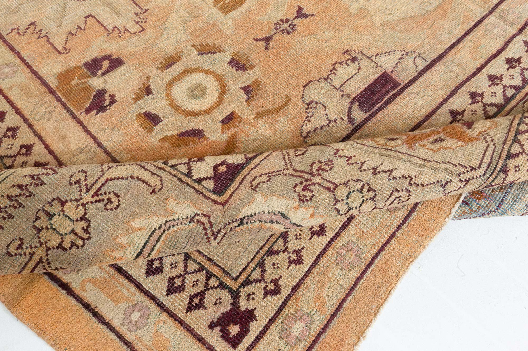 Doris Leslie Blauer indischer Amritsar-Wollteppich aus dem 19. Jahrhundert, handgefertigt (Wolle) im Angebot