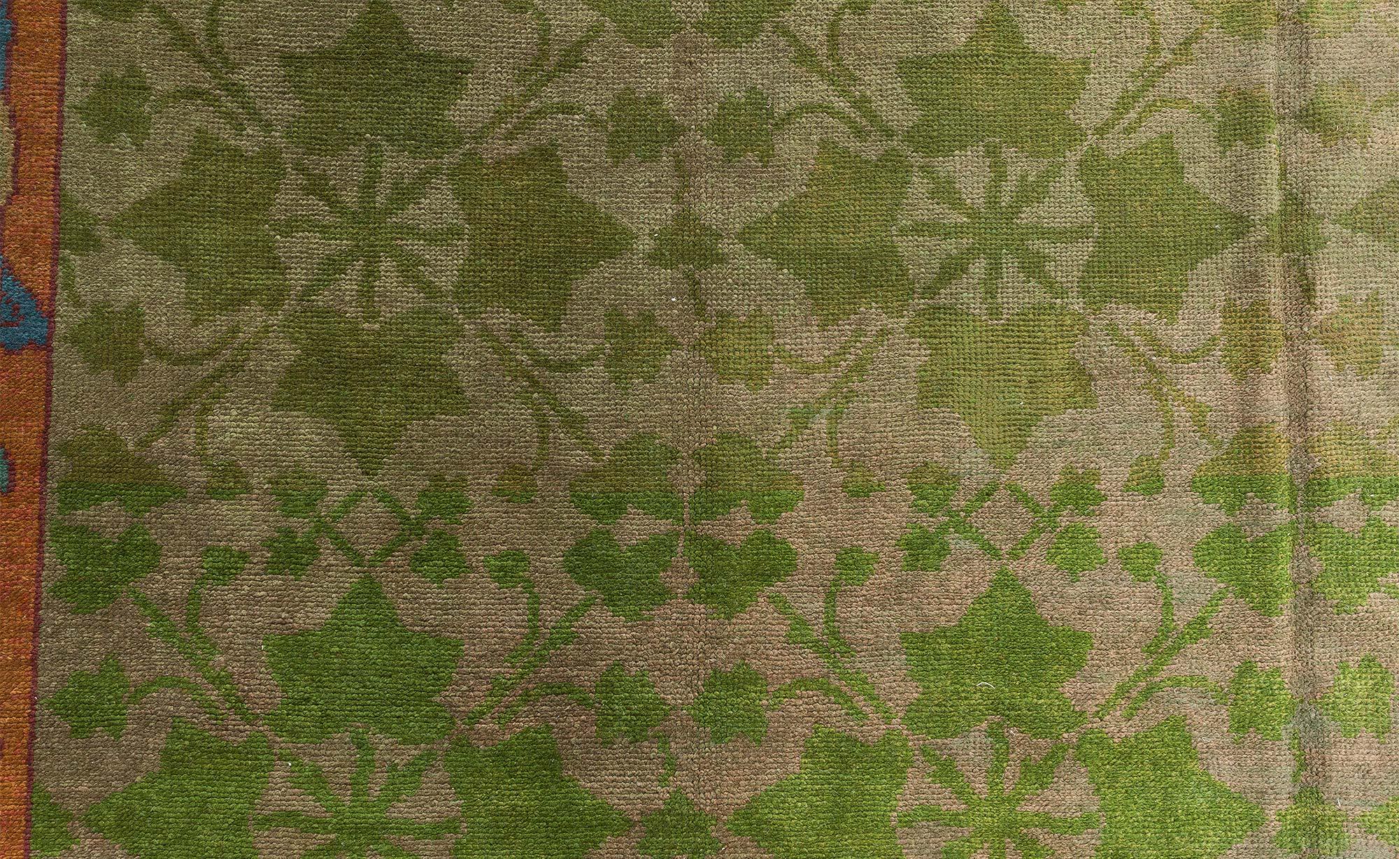 Hand-Knotted Doris Leslie Blau 19th Century Irish Donegal Green Handmade Wool Rug For Sale