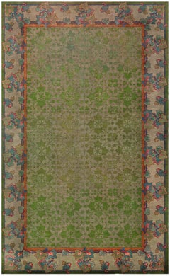 Antique Doris Leslie Blau 19th Century Irish Donegal Green Handmade Wool Rug
