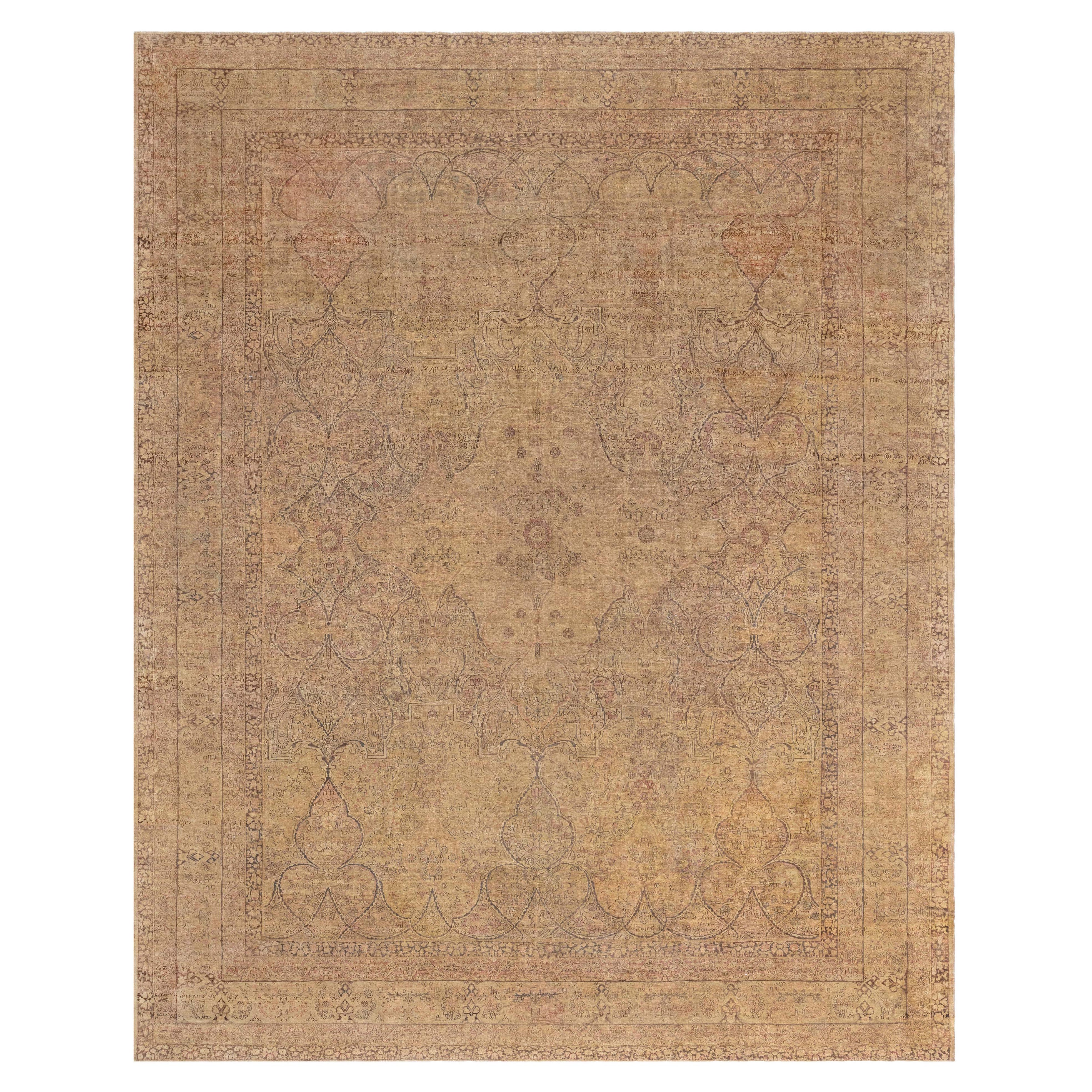 Doris Leslie Blau Alfombra persa Kirman Botanic del siglo XIX hecha a mano