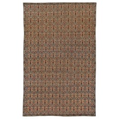 Doris Leslie Blau Alfombra persa de lana tejida a mano Kirman Botanic del siglo XIX