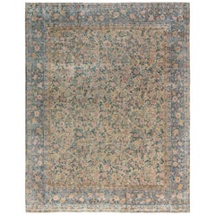 Alfombra Persa Kirman Floral Tejida a Mano Doris Leslie Blau Siglo XIX