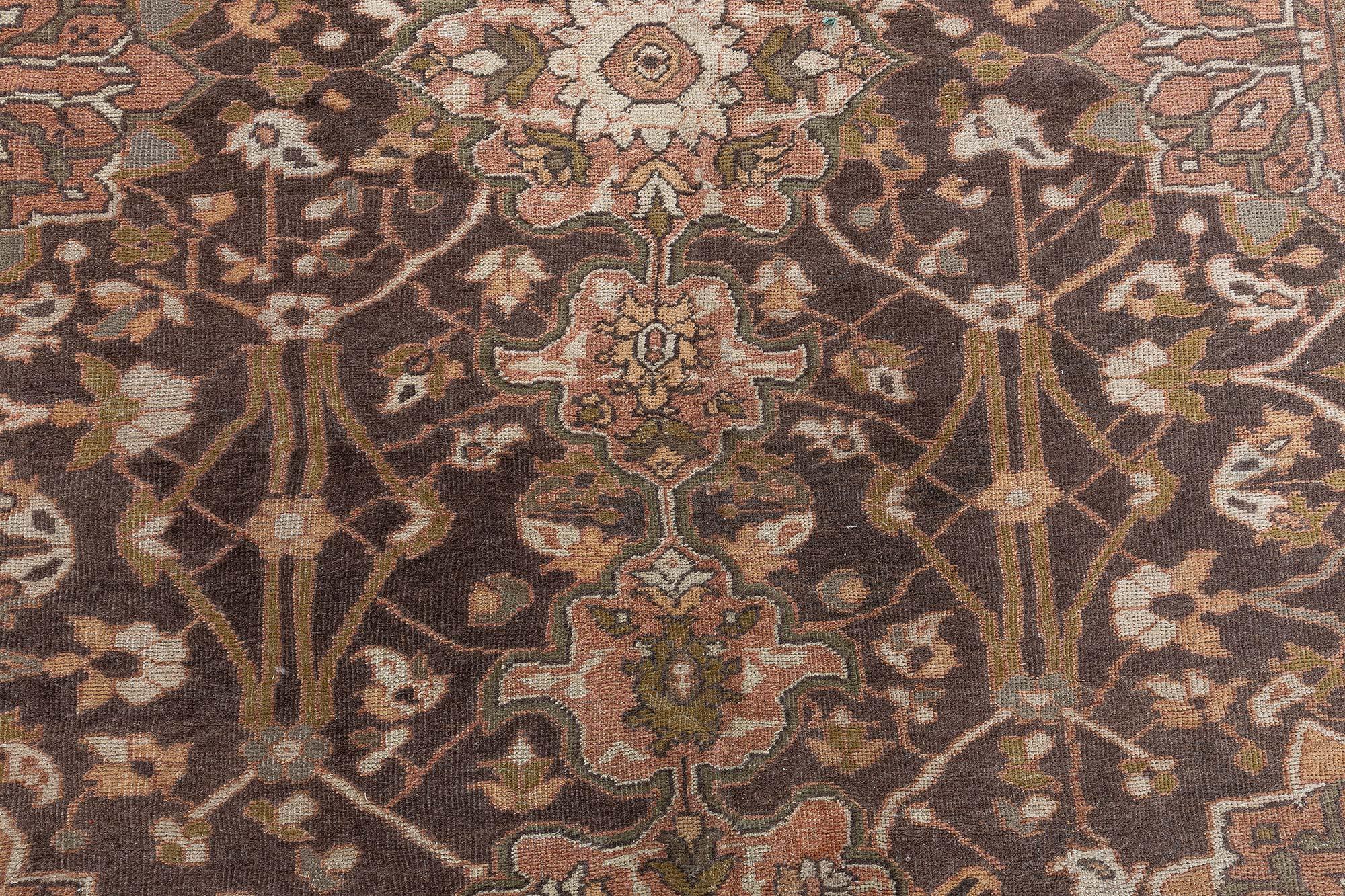 Lana Doris Leslie Blau Tappeto in lana persiano Sultanabad fatto a mano del XIX secolo in vendita