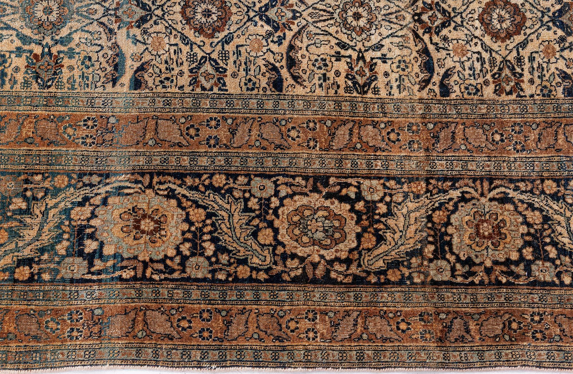 Authentique tapis de laine persan Tabriz du 19e siècle fait à la main
Taille : 11'0