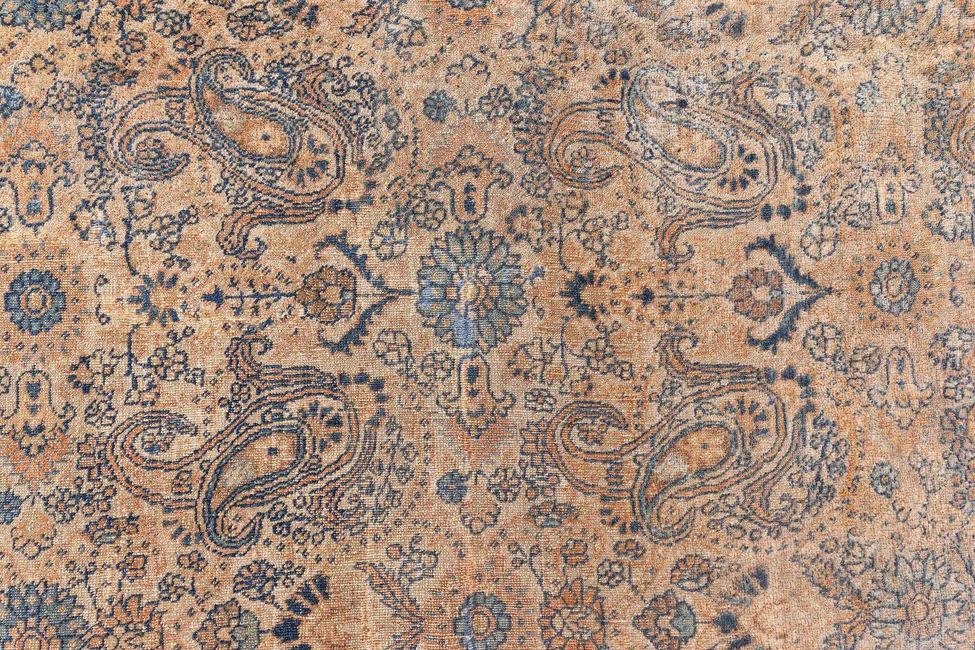 Persiano Doris Leslie Blau Tappeto di lana persiano Tabriz del XIX secolo fatto a mano in vendita