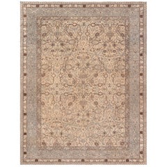 Doris Leslie Blauer persischer Täbris-Handgewebter Wollteppich aus dem 19. Jahrhundert