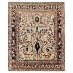 Doris Leslie Blauer persischer Täbris-Handgewebter Wollteppich aus dem 19. Jahrhundert