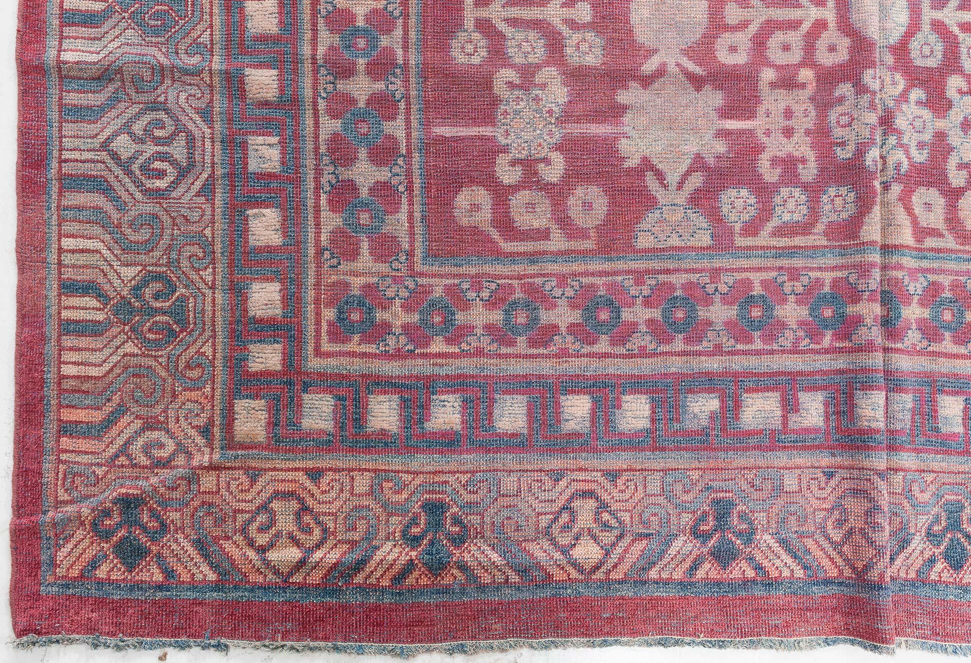 XIXe siècle Tapis Samarkand Khotan en soie rouge Doris Leslie Blau 19ème siècle en vente