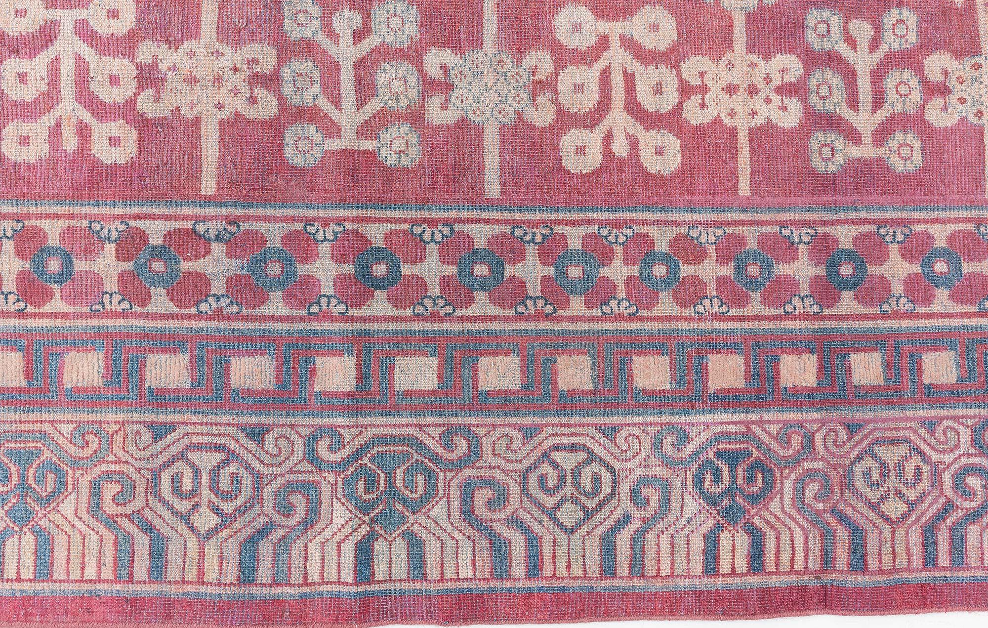 Soie Tapis Samarkand Khotan en soie rouge Doris Leslie Blau 19ème siècle en vente