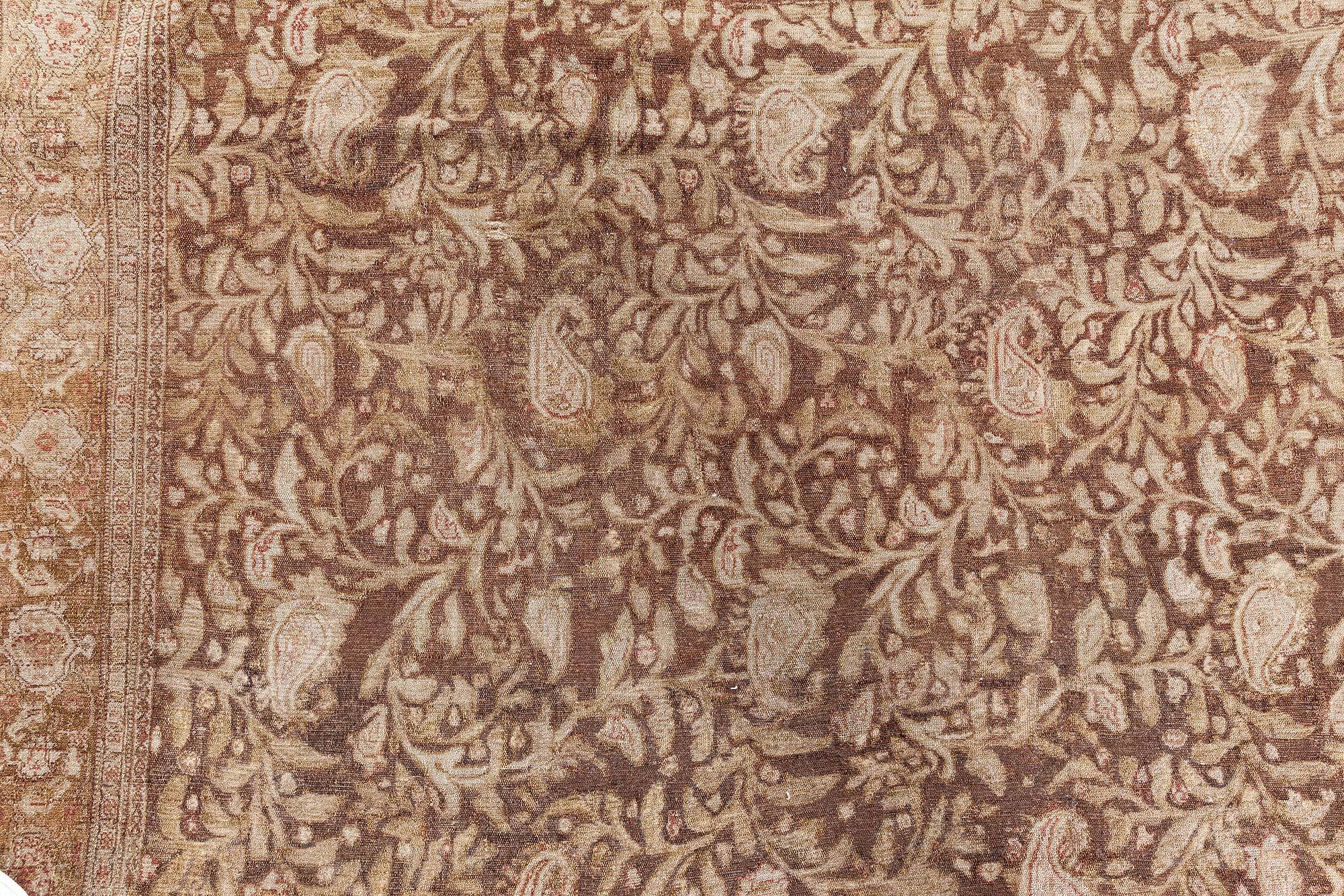 Doris Leslie Blau 19. Jahrhundert Senneh Persisch Brown Handgefertigter Wollteppich im Angebot 5