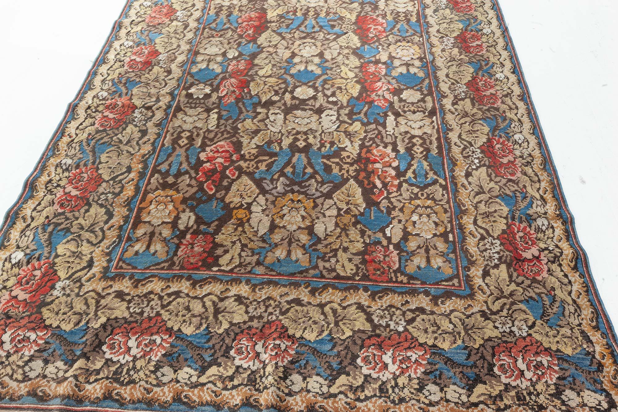 19th Century Antique Ukrainian Floral Rug, circa 1880, at Doris Leslie Blau For Sale