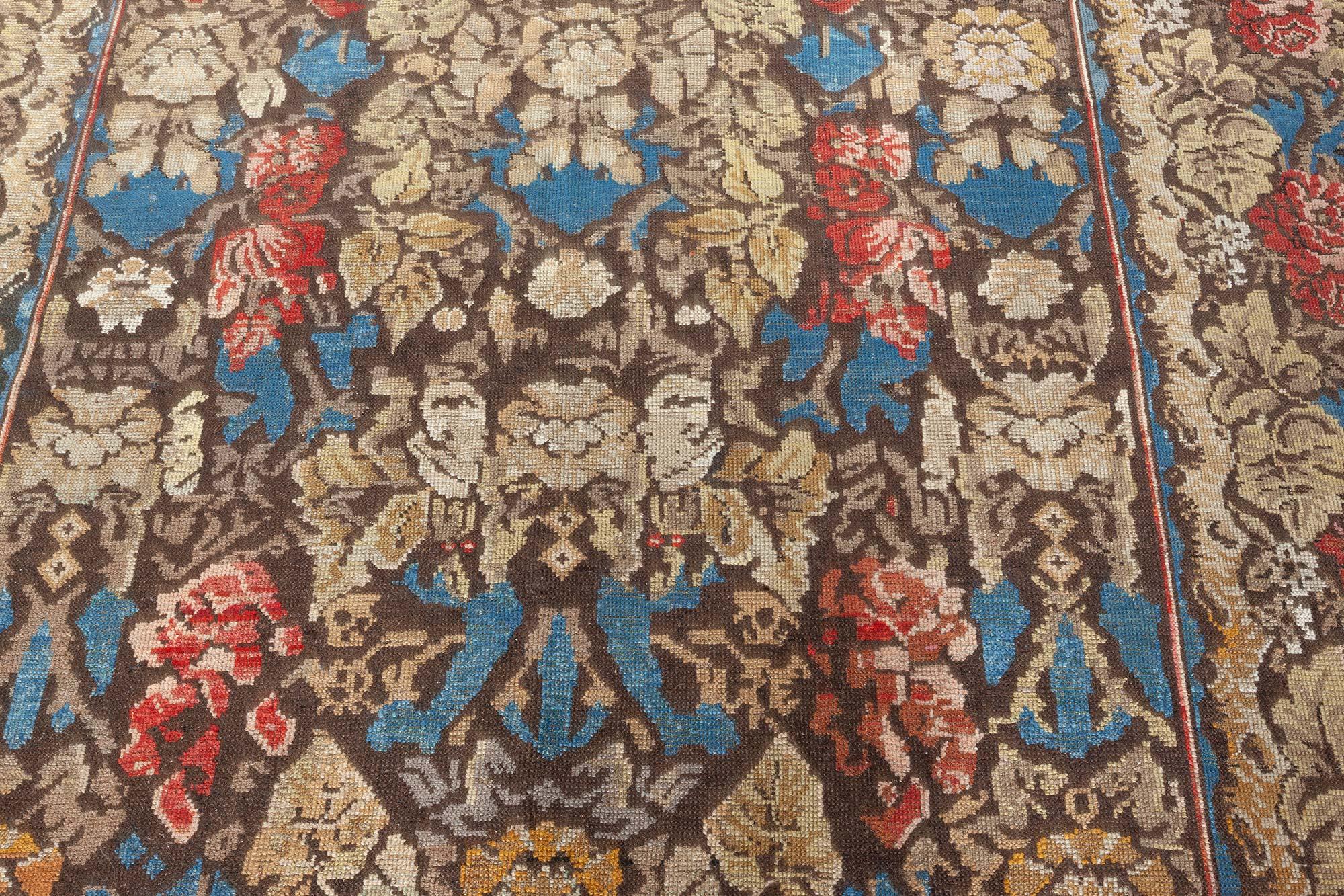Wool Antique Ukrainian Floral Rug, circa 1880, at Doris Leslie Blau For Sale