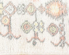 Doris Leslie Blau Agra Indian Antique Floral Soft Beige Cotton Rug - c. 1940