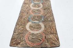 Doris Leslie Blau American Hooked Vintage Abstract Warm Tan Hand-Knotted Runner