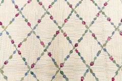 Doris Leslie Blau American Hooked Vintage Floral Cream Beige - Hand-Knotted Rug