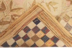 Doris Leslie Blau American Hooked Vintage Warm Tan Carpet Checkerboard Design