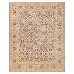 Doris Leslie Blau Amritsar Indian Antique Floral Warm Tan Carpet - c. 1880