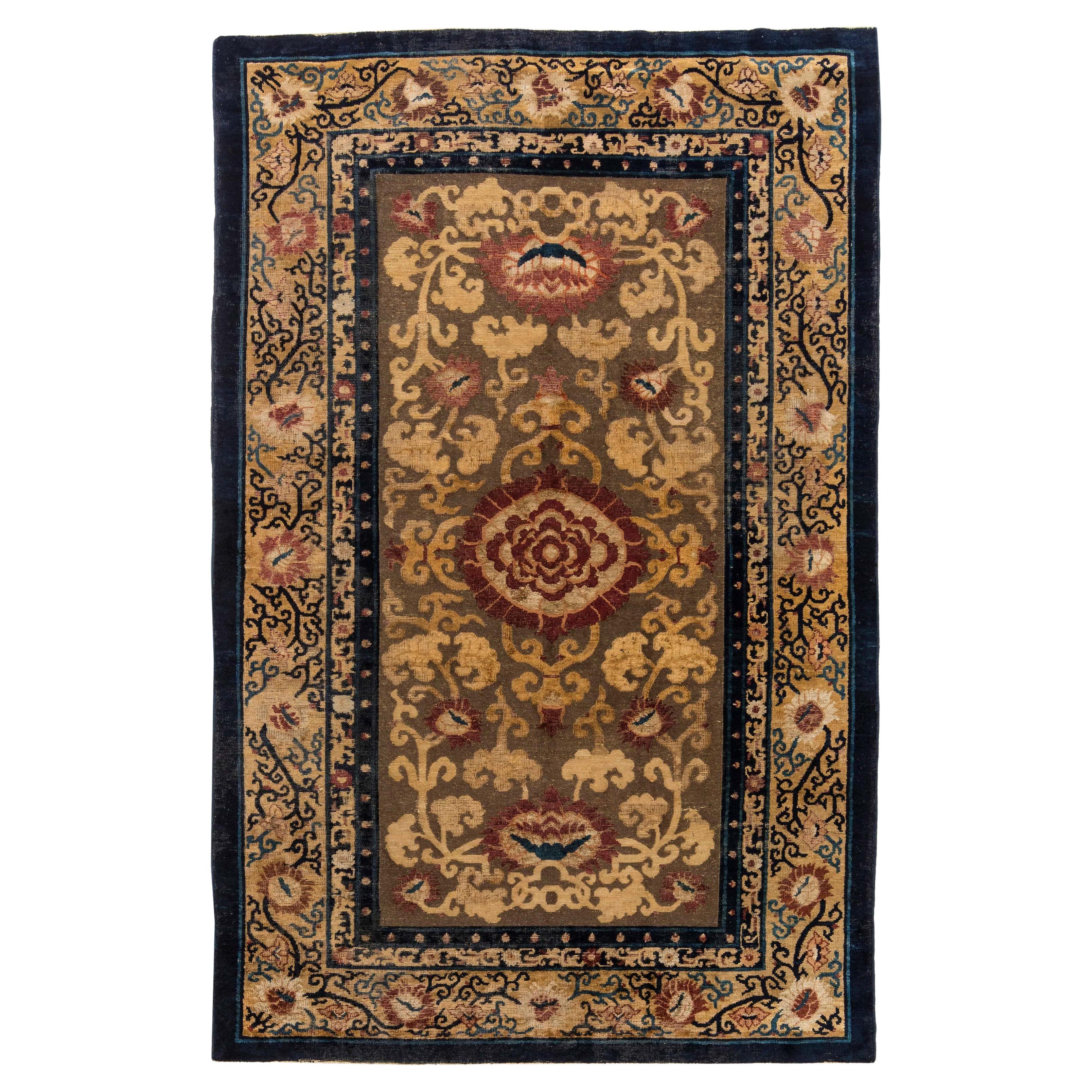 Doris Leslie Blau Antique 1880s Chinese Silk and Metal Thread Rug