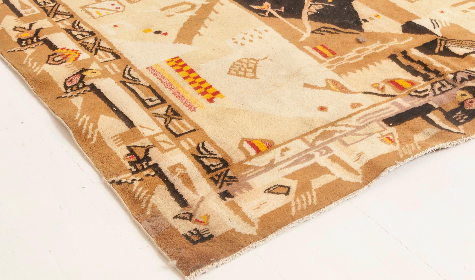 Tappeto antico astratto indiano Agra Beige Brown fatto a mano in lana
Dimensioni: 6'0