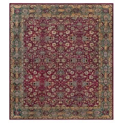 Tappeto indiano antico di Agra, interamente a motivi floreali, color avorio, di Doris Leslie Blau - 1880 circa