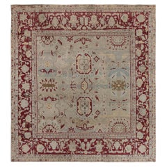 Doris Leslie Blau: Antiker indischer Agra-Teppich mit geometrischem Allover-Muster in Hellgrau – um 1900