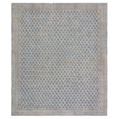 Tappeto indiano antico di Agra in cotone azzurro chiaro, firmato Doris Leslie Blau - 1900 circa