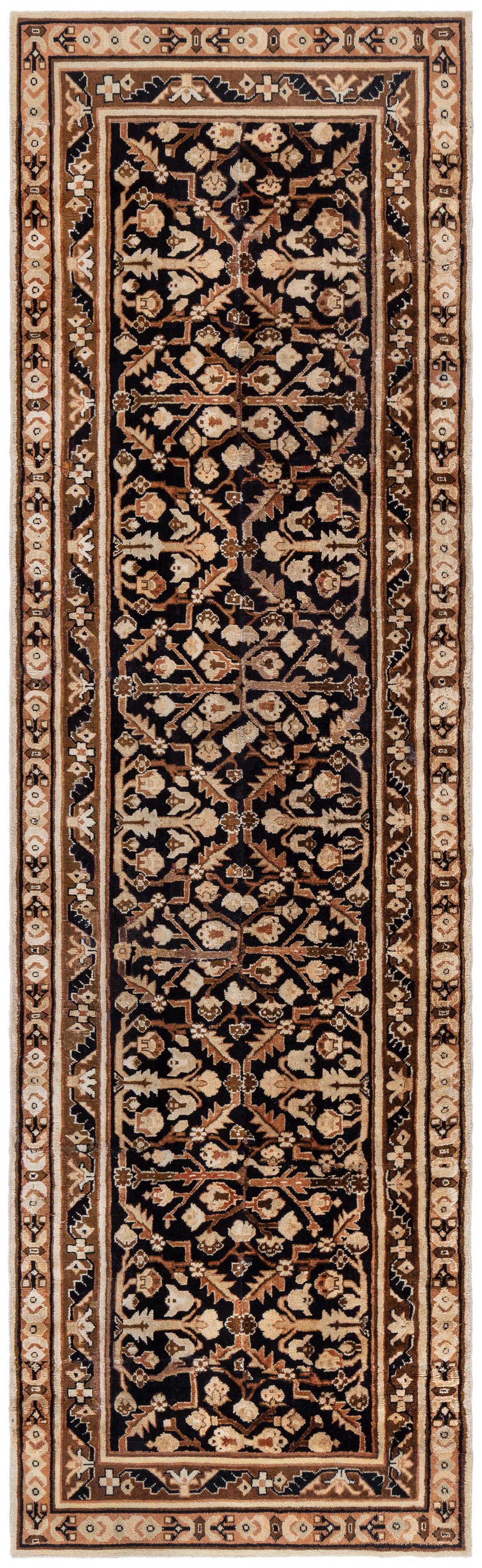 Doris Leslie Blau – Antiker indischer Läufer aus Agra in Beige – um 1920 (Größe angepasst)