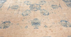 Doris Leslie Blau Antique Agra Indian Floral Warm Tan With Teal Rug - c. 1920