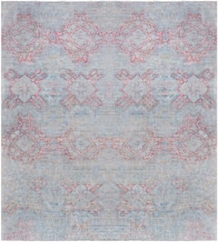 Tappeto indiano antico di Agra in cotone grigio con motivi geometrici, di Doris Leslie Blau - 1920 circa