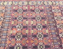 Doris Leslie Blau Antique Agra Indian Geometric Purple Cotton Carpet - c. 1930