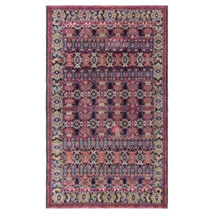 Doris Leslie Blau Antique Agra Indian Geometric Purple Cotton Carpet - c. 1930