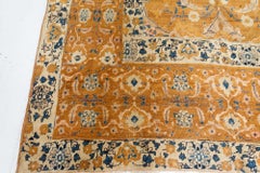 Doris Leslie Blau Antique Allover Floral Cream Beige Hand-Knotted Rug - c. 1900
