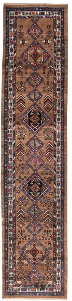 Doris Leslie Blau Antique Allover Geometric Ivory Hand-Knotted Runner - c. 1900