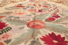 Tapis crocheté américain ancien Doris Leslie Blau avec bouquet floral lavande