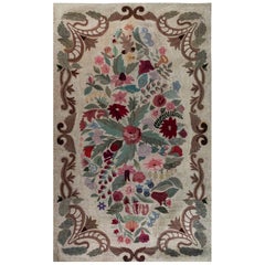Doris Leslie Blau Antique American Hooked Rug with Lavish Floral Bouquet