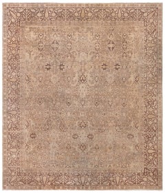 Doris Leslie Blau Antique Amritsar Indian Allover Floral Warm Tan Rug - c. 1900