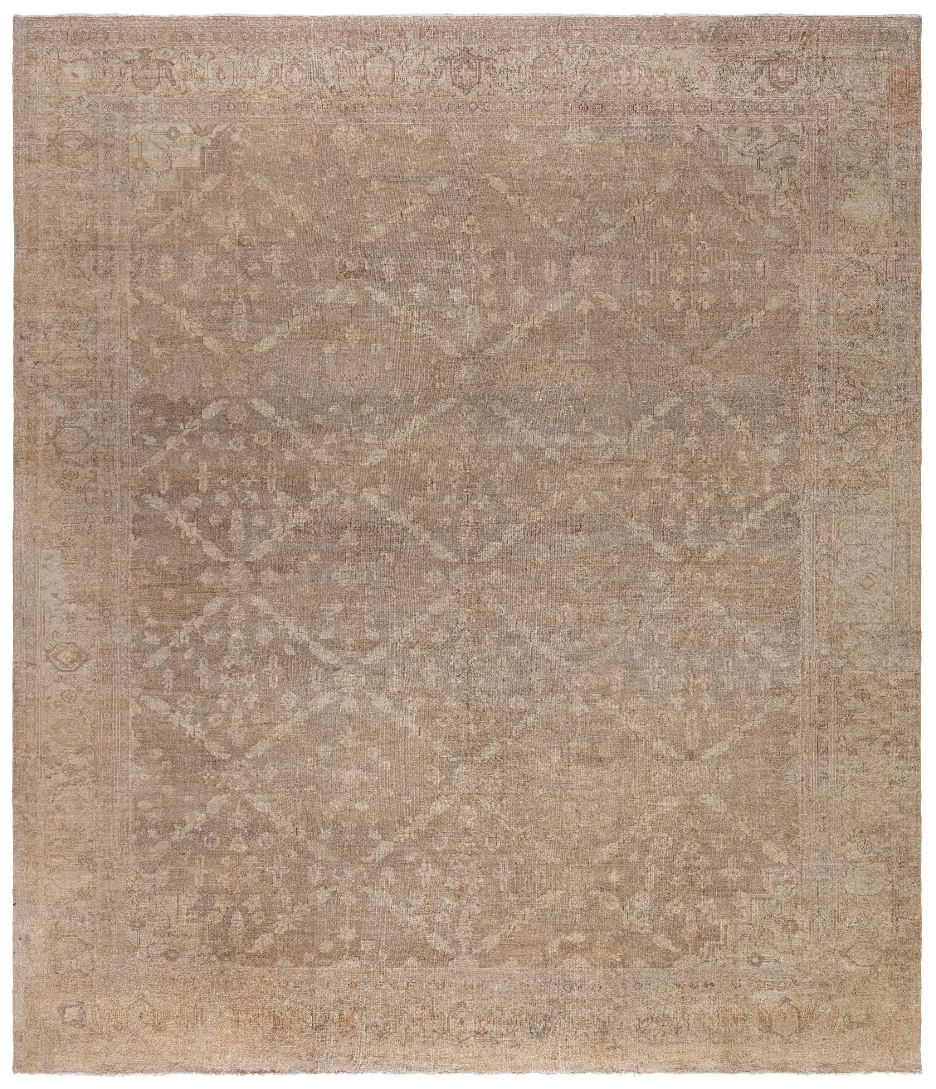 Doris Leslie Blau Antique Amritsar Indian Allover Geometric Brown Rug - c. 1920