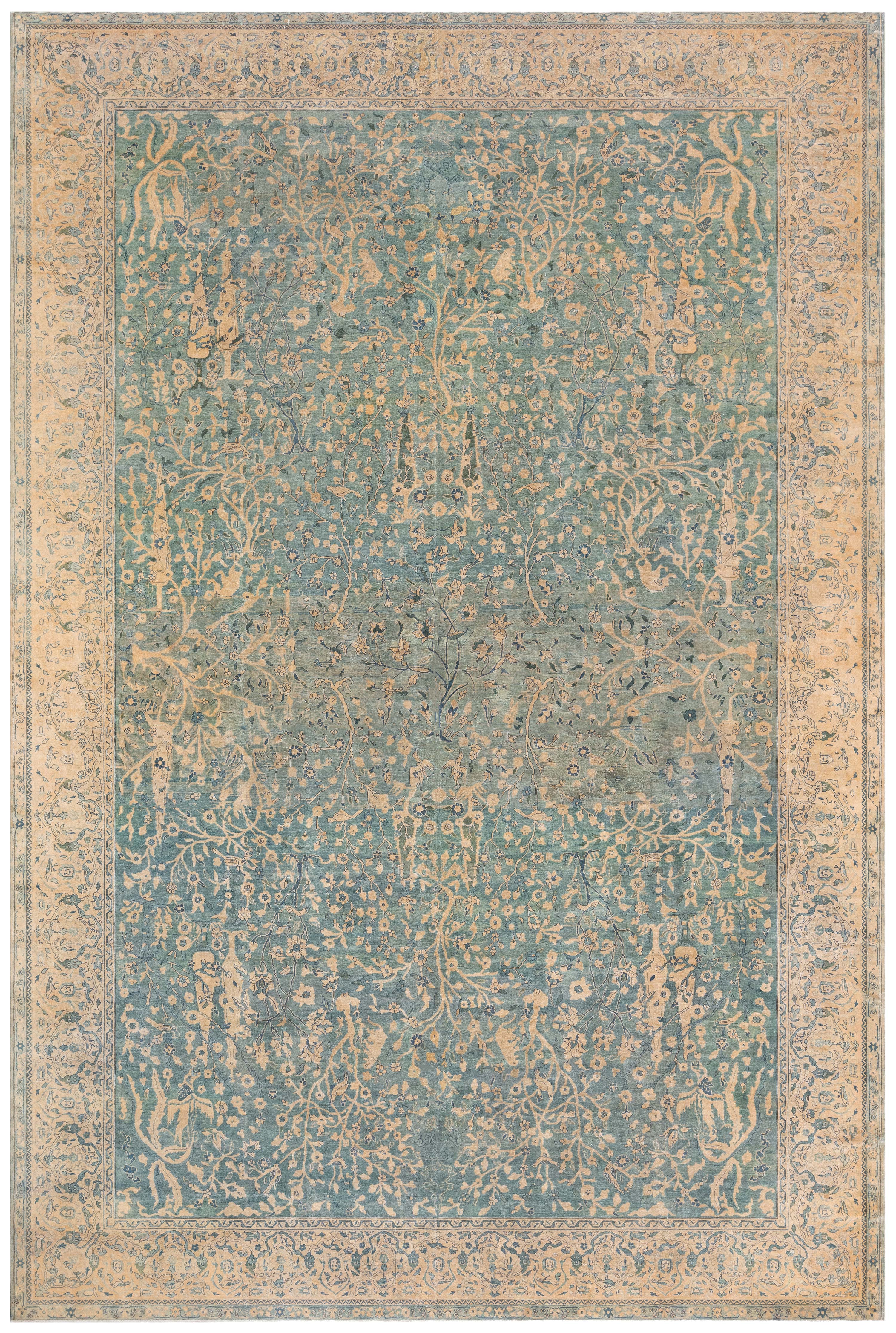 Doris Leslie Blau Antique Amritsar Indian Allover Pale Sand Rug - c. 1900