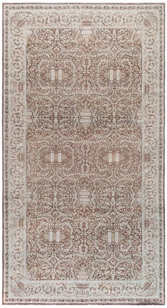 Doris Leslie Blau Antique Amritsar Indian Floral Cream Beige Rug - c. 1900