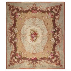 Doris Leslie Blau Antique Aubusson French Cream Beige Carpet - c. 1900