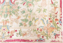 Doris Leslie Blau Antique Aubusson French Medallion Beige Silk Rug - c. 1800