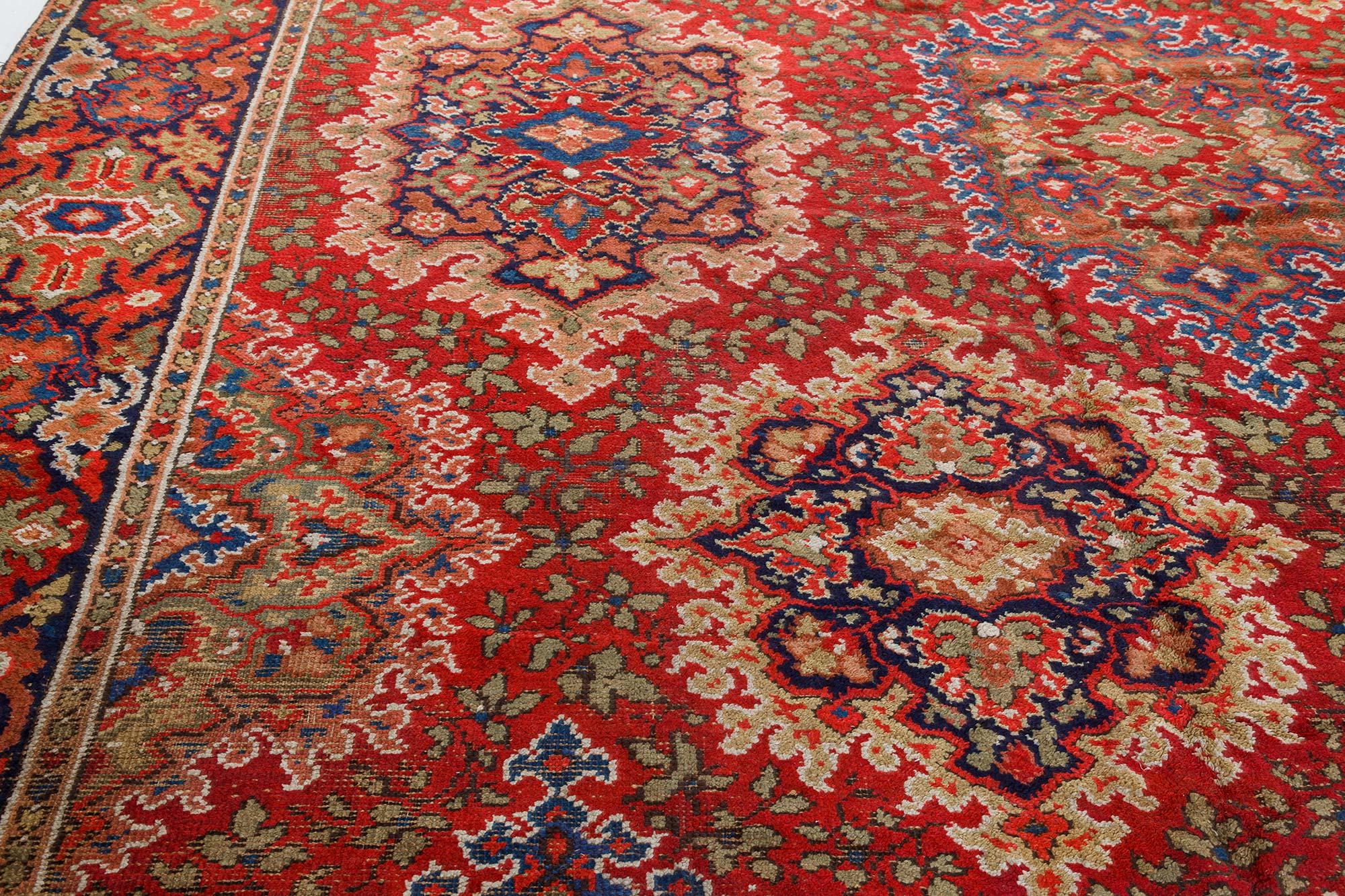 Hand-Knotted Doris Leslie Blau Antique Axminster Botanic Handwoven Wool Rug For Sale