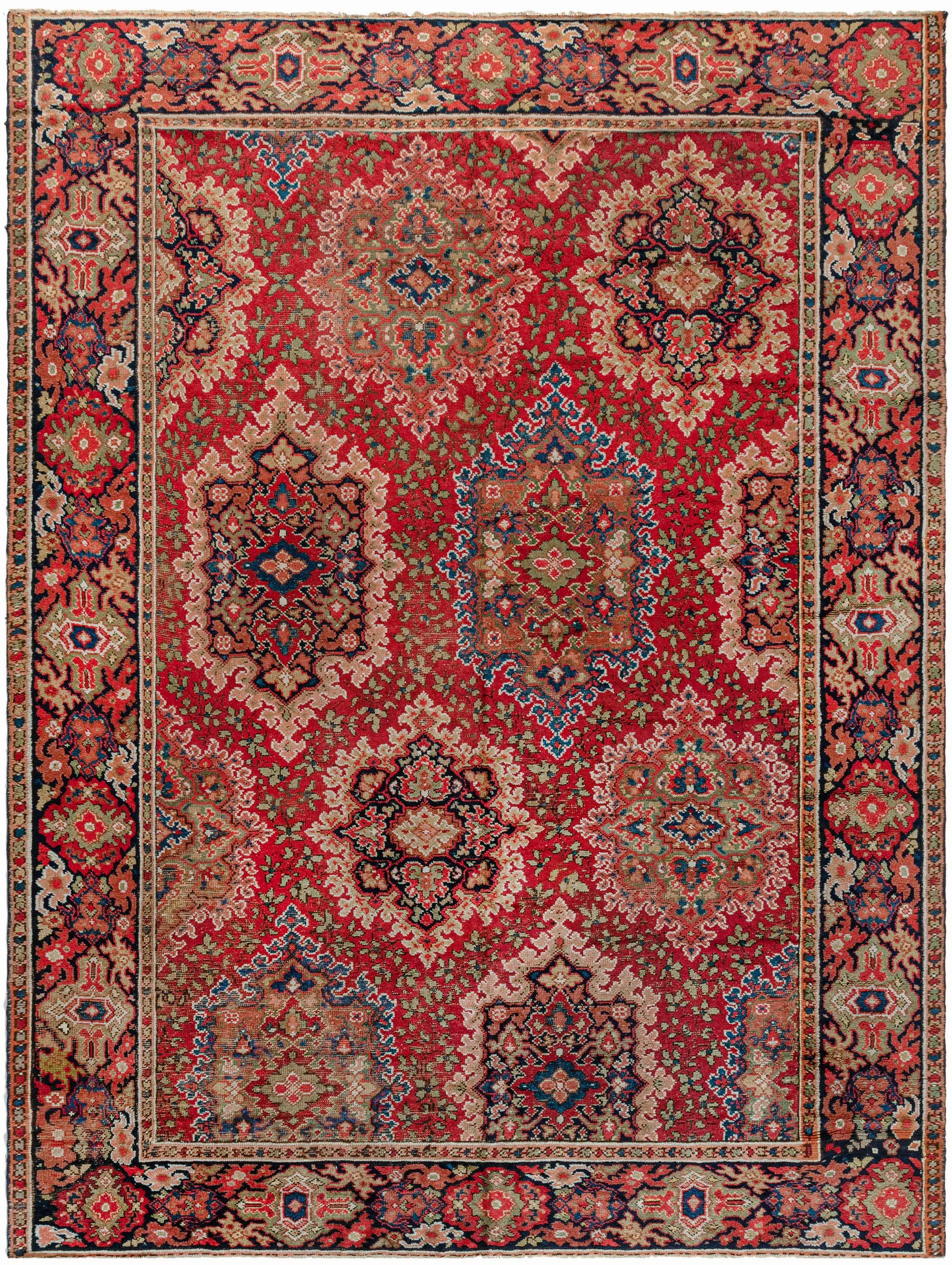 Doris Leslie Blau Antique Axminster Botanic Handwoven Wool Rug For Sale
