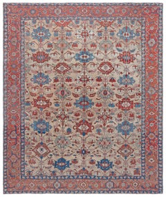 Doris Leslie Blau Antique Bakshaish Allover Geometric Warm Tan Rug - c. 1920