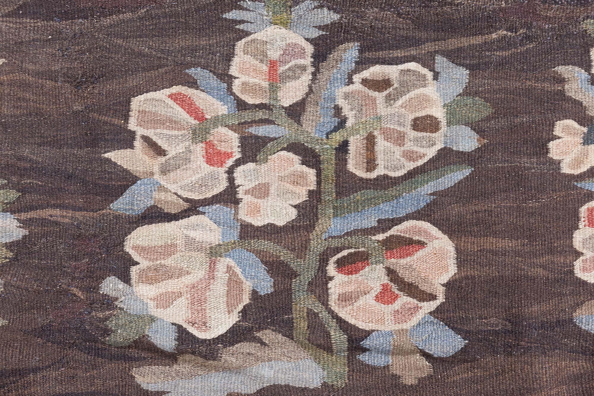 Russian Doris Leslie Blau Antique Bessarabian Kilim Rug, Handwoven Floral Tapestry For Sale