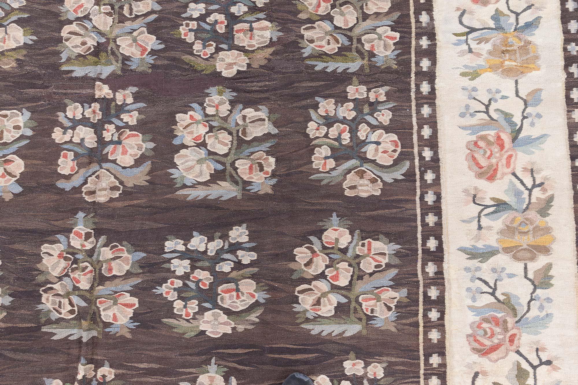 Doris Leslie Blau Antique Bessarabian Kilim Rug, Handwoven Floral Tapestry In Good Condition For Sale In New York, NY