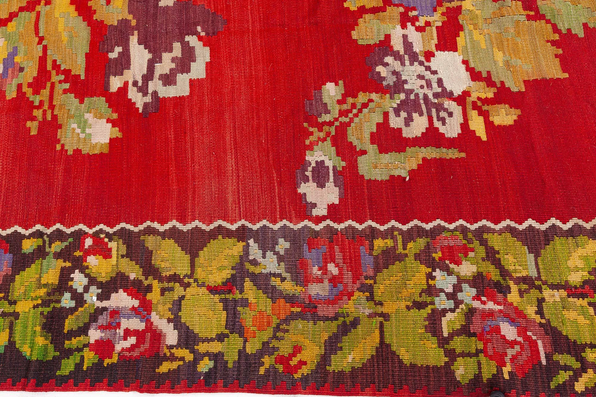 Moldovan Doris Leslie Blau Antique Bessarabian Red Rug For Sale