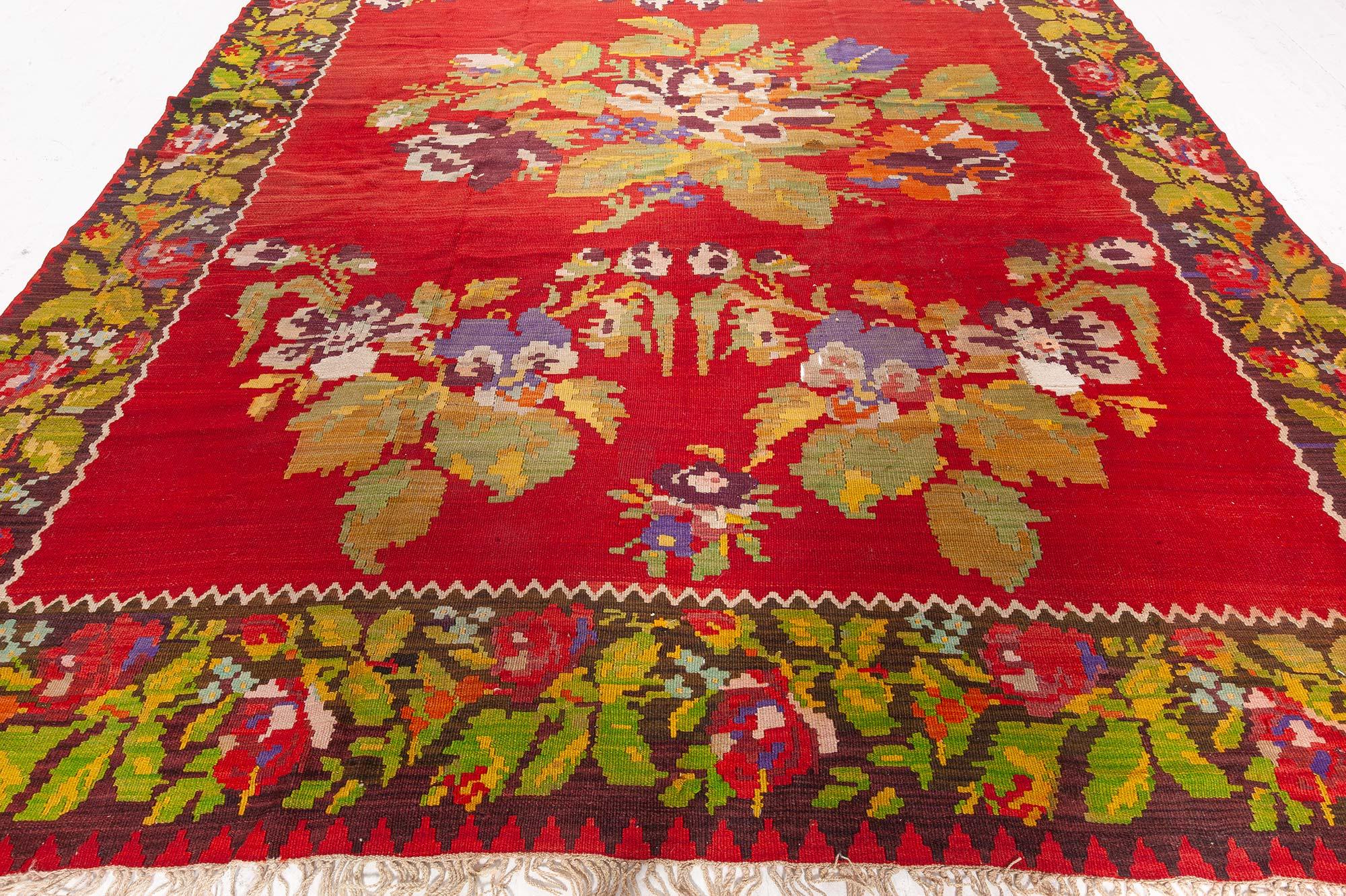 Hand-Knotted Doris Leslie Blau Antique Bessarabian Red Rug For Sale